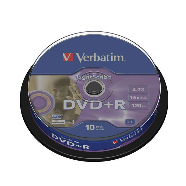 Bobina de 10 DVD+R VERBATIM 4,7Gb LightScribe.