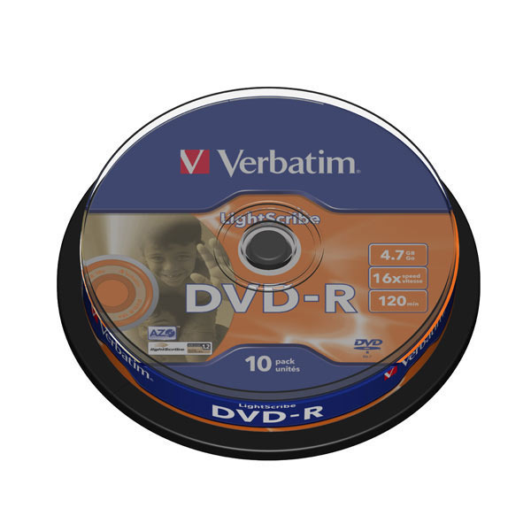 Bobina de 10 DVD-R VERBATIM 4,7Gb LightScribe.