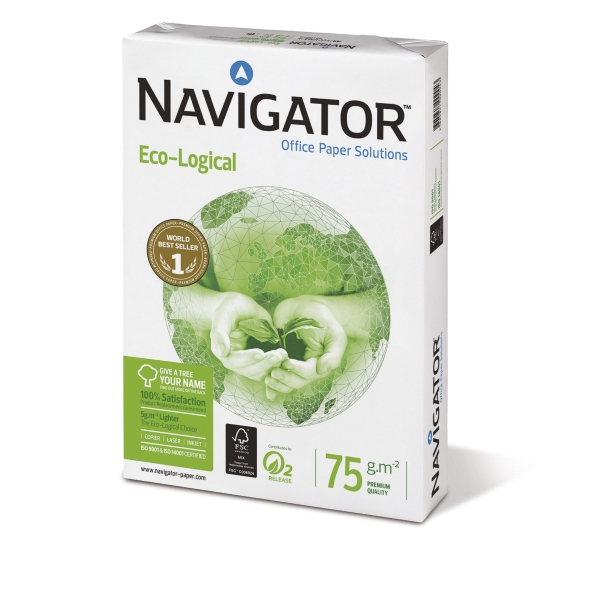 Paquete de 500 hojas de papel NAVIGATOR Eco-logical A3 75g/m2 blanco