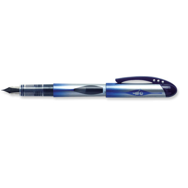 Pluma desechable BIC color azul.