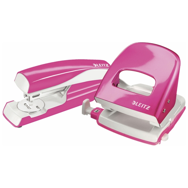 Leitz WOW Hole Punch 30 Sheets Metal Pink