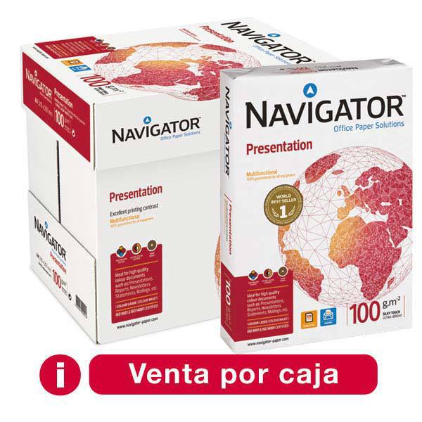 Caja 5 paquetes 500 hojas papel NAVIGATOR Presentation A4 100g/m2 blanco