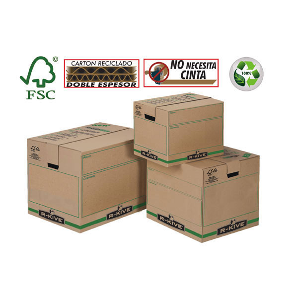 Pack de 5 cajas de embalaje FELLOWES Grande de 457 x 406 x 457 mm