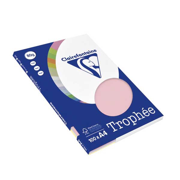 Paquete de 100 hojas papel TROPHEE A4 80 g/m2 colores surtidos pastel