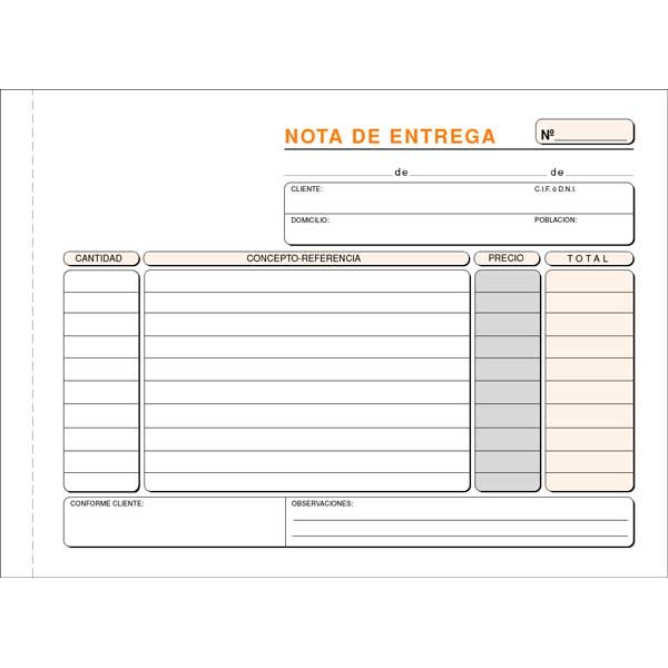 Talonario entregas duplicado apaisado 210X148 mm