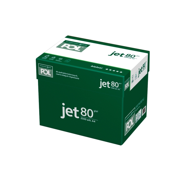 Papier POL Jet A4, 80 g/m², w opakowaniu 5 ryz po 500 arkuszy