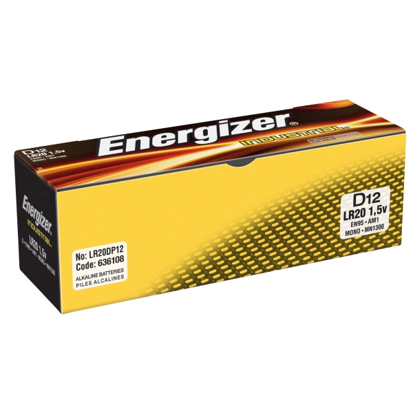 Baterie alkaliczne  ENERGIZER® Industrial D, w opakowaniu 12 sztuk