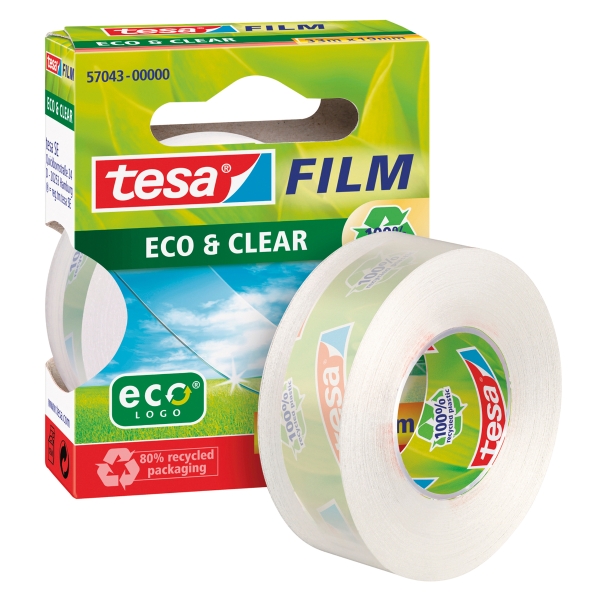 Taśma klejąca TESA Film Eco&Clear, przezroczysta, 19 mm x 33 m