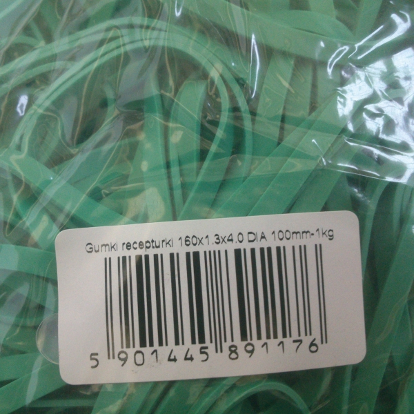 Gumki recepturki średnica 100 mm, szerokość 4mm, zielone