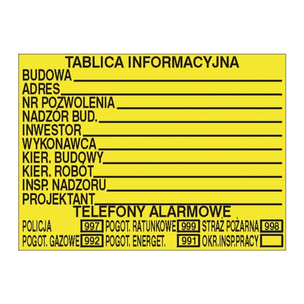 BP TECHEM CONSTRUCT INFOBOARD 700X450MM