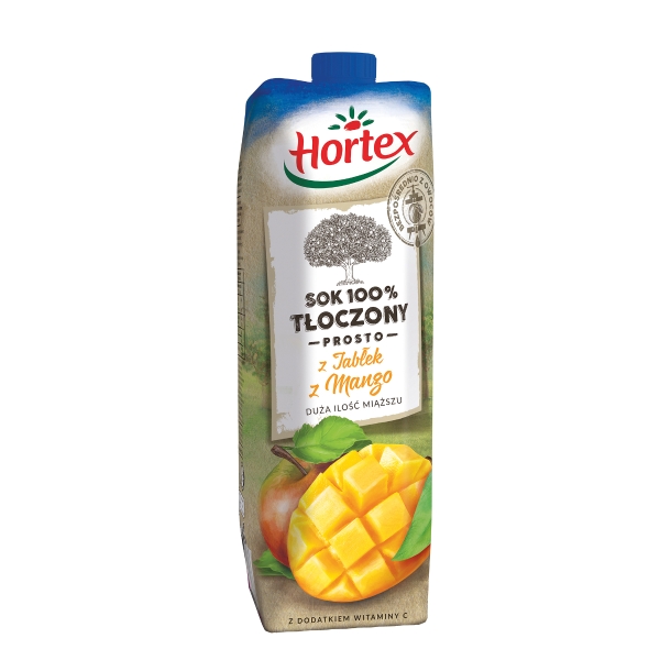 Sok HORTEX 100 Tłoczony z Jabłek z mango, 1l