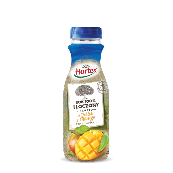 Sok HORTEX 100 Tłoczony z Jabłek z mango, 6 butelek x 0,3 l