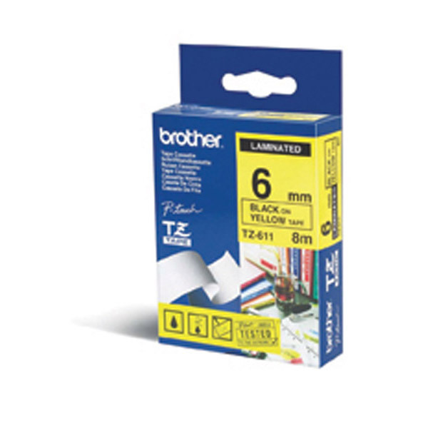 BROTHER TZe-611 TAPE 6MM BLK/YLLW