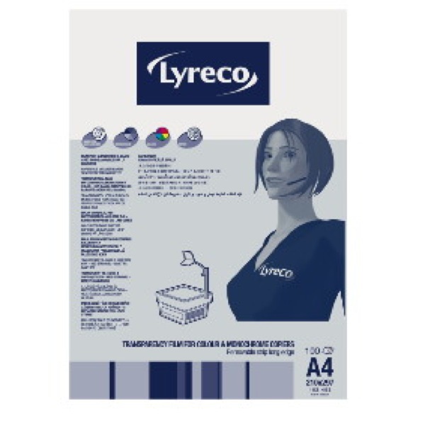 LYRECO A4 SENSOR STRIP CLEAR PHOTOCOPIER TRANSPARENCY FILM - BOX OF 100 SHEETS