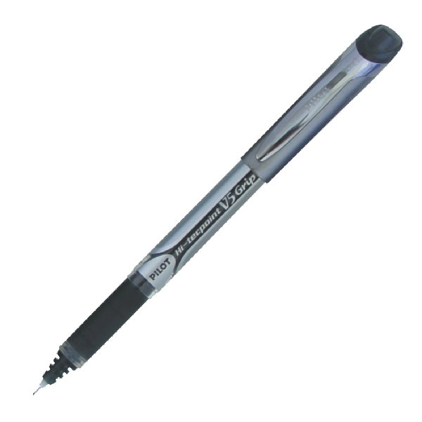 Pilot V5 Grip Hi-Tecpoint Roller Ball Black Ink Pens 0.3mm Line Width- Box of 12