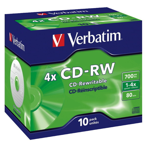 CD-RW Verbatim 43123, 700MB, 80Min, 2-4x, Jewel Case, 10 Stück