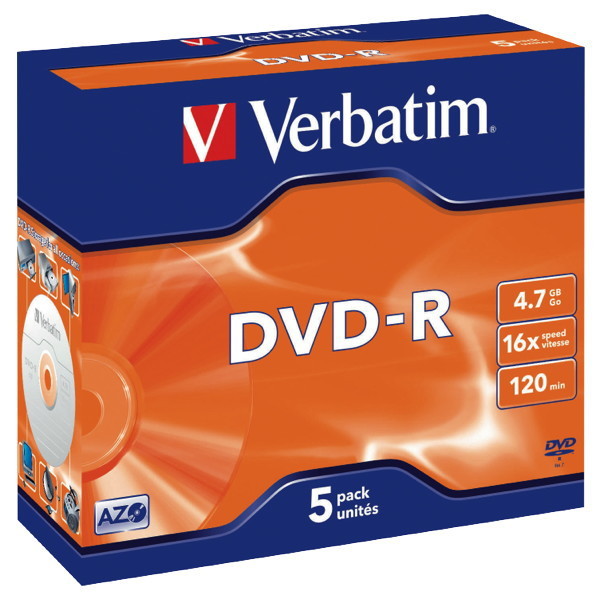 VERBATIM DVD-R 4.7GB 16X - PACK OF 5