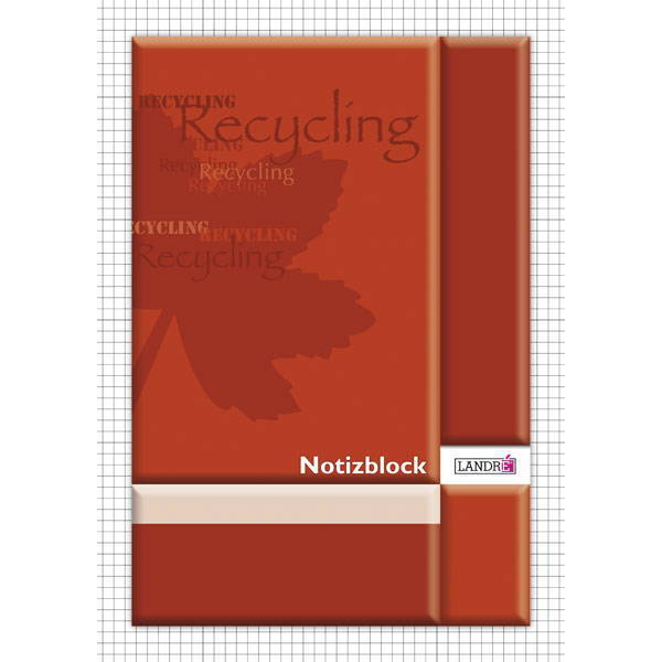 Notizblock Landre 367610022, A6, kariert, Recycling, mit Deckblatt, 100 Blatt