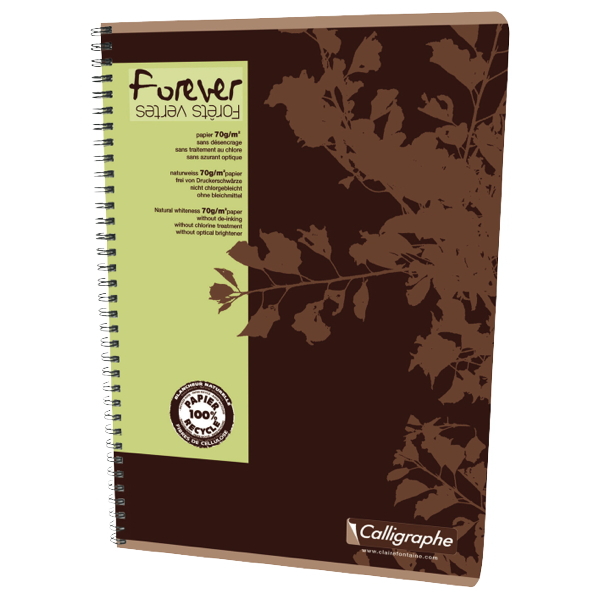 CLAIREFONTAINE FOREVER RECYCLED NOTEBOOK A4 SQUARED 5X5 90 SHEETS