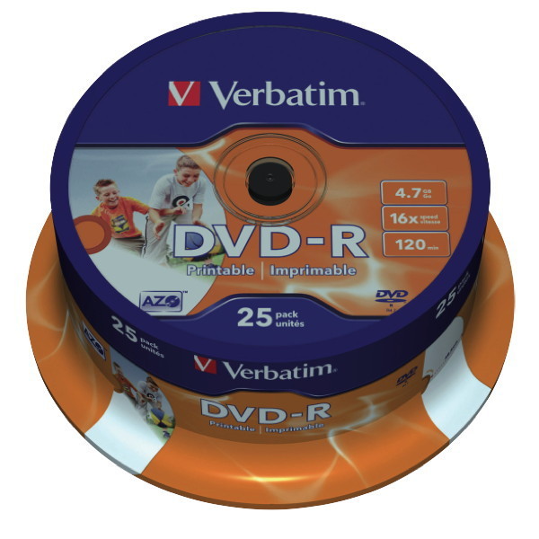 Verbatim DVD-R Printable 4.7Gb 1X-16X - Spindle of 25