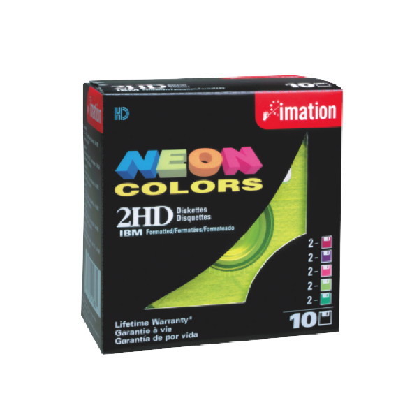 Disketten Imation 3,5'' DS,HD, IBM, 1,44 MB Neon-Clear, Box à 10 Stk.