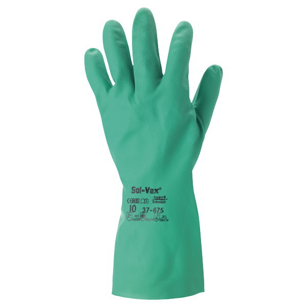 Ansell Sol-Vex 37-675 Nbr Chemical Gloves Green Size 9 (Pair)