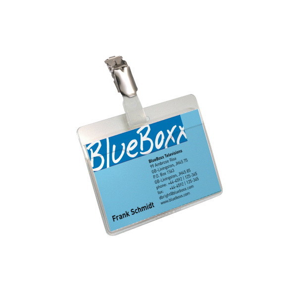 Durable Self-Laminating Badge with Clip - 54 x 90mm Transparent - Pack of 25