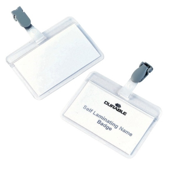 Durable Self-Laminating Badge with Clip - 54 x 90mm Transparent - Pack of 25