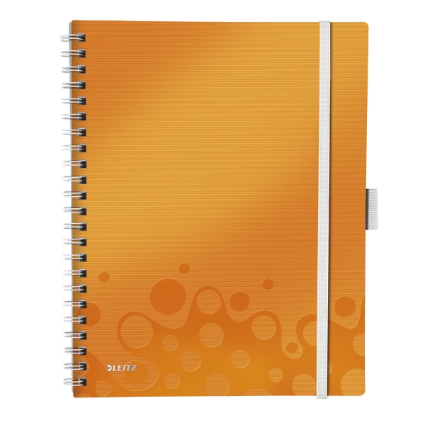 Notizbuch Leitz 4645 WOW BeMobile, spiralgeb, A4, kariert, 80 Bl, orange metall