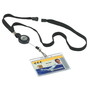 Durable Textile Lanyard with Badge Reel - Black - Pack of 10