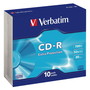 VERBATIM CD-R 80MIN 700MB SLIM CASES - PACK OF 10