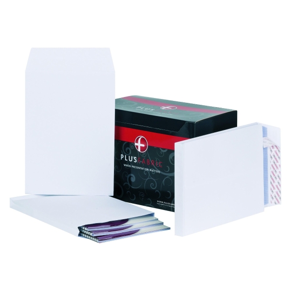 Plus Fabric C4 Gusset Window White Envelopes - Box of 100