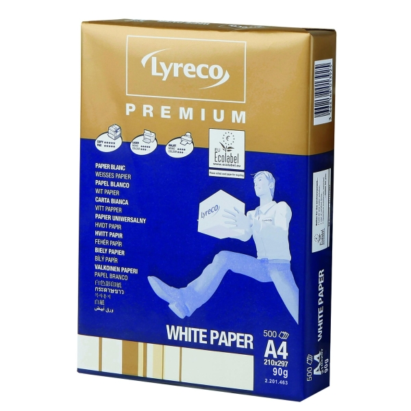 Lyreco Premium White A4 Paper 100gsm - Box of 5 Reams (5 X 500 Sheets of Paper)