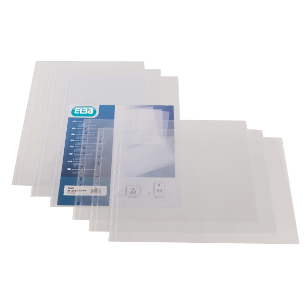 Elba A3 Landscape Punched Pockets 120 Microns - Pack of 25