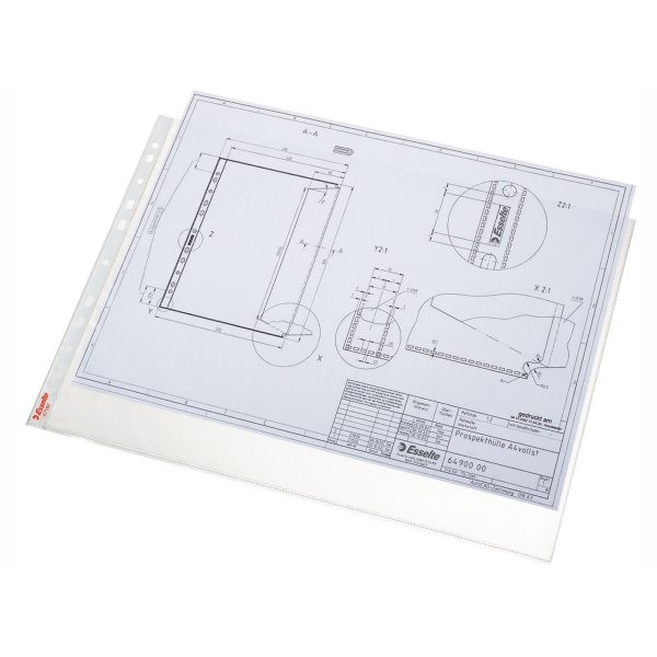 Esselte Premium A3 Top Opening Landscape Punched Pockets - Pack of 50