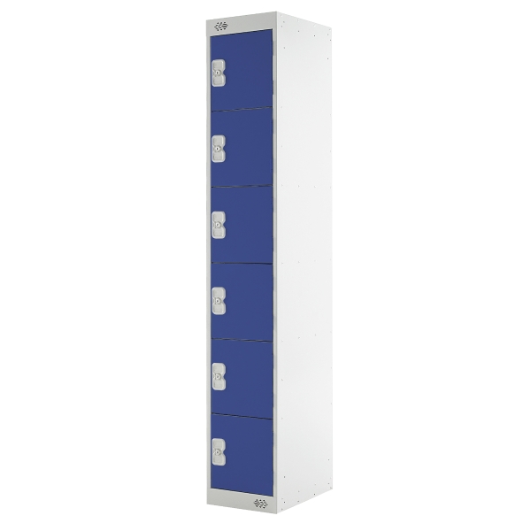 Steel Locker 1800H X 300W X 450D, 6-Door, Blue