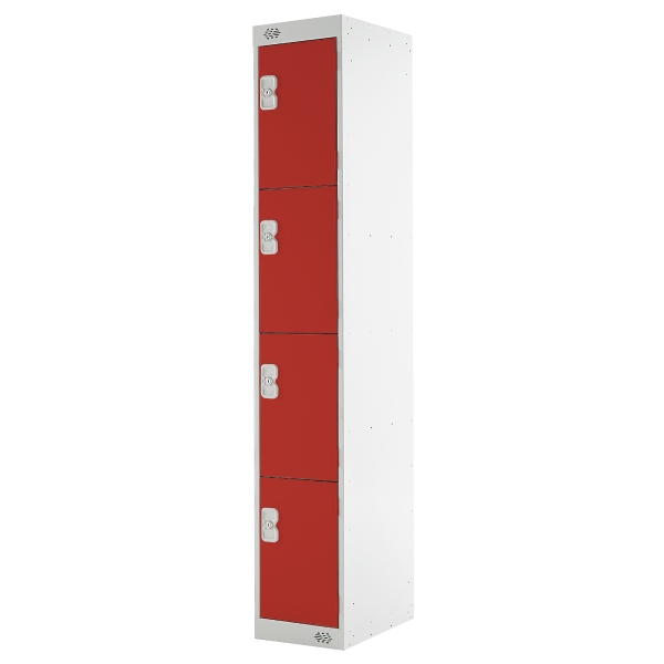 Locker 1800H X 300W X 450D, 4-Door, Red