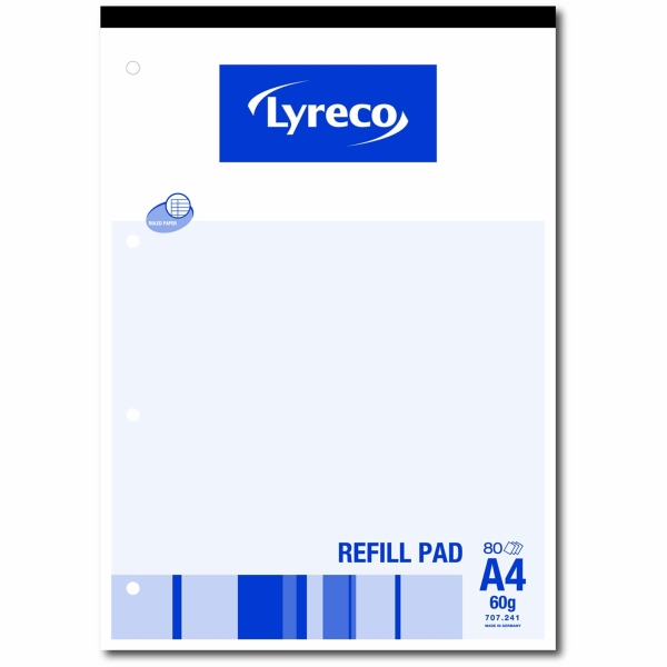 Lyreco White A4 Refill Pads (Ruled/Margin) - Pack of 10