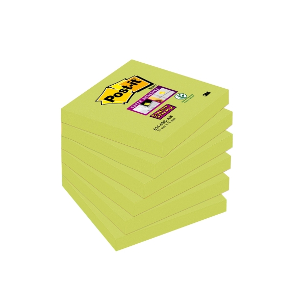 Post-It 654-6SS-AW Super Sticky 76X76mm Aqua Pk6