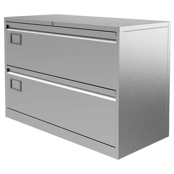 Silverline Grey 2-Drawer Metal Side Filer Cabinet H690mm X W800mm X D480mm
