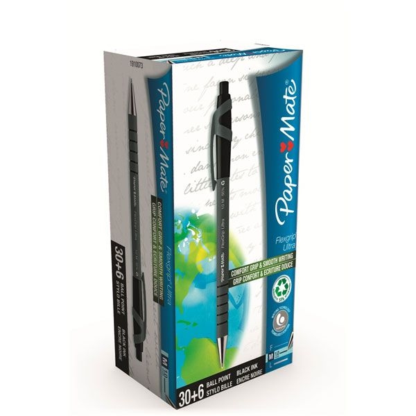 Paper Mate Flexgrip Ultra Ballpoint Pen Medium Retractable Black - Pack Of 36