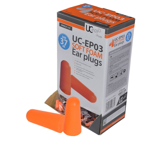 Ultimate UC-EP03 Foam Earplug Orange (Box of 200 Pairs)