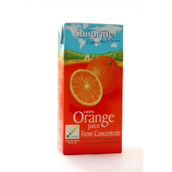 Sunpride Pure 1 Litre Reseal Orange Juice - Pack of 12