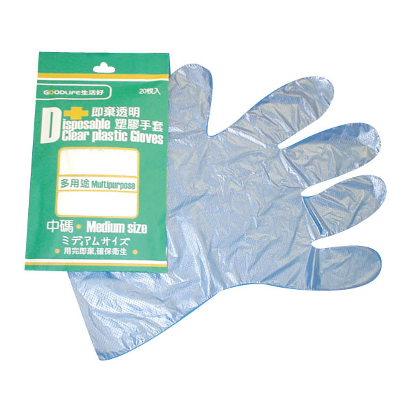 PK20 GOODLIFE EX-20 PLASTIC GLOVES CLEAR