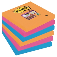 POST IT SUPER STICKY BRIGHT NOTES ELECTRIC GLOW 76X76MM PACK OF 6