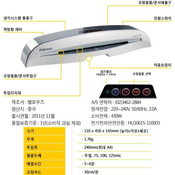 FELLOWES SATURN 2 LAMINATING MACHINE A4