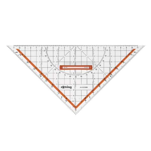 Pravouhlý trojúhelník s úhloměrem Rotring - 25cm