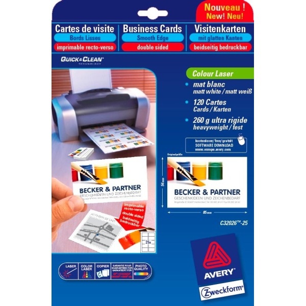 PK80 AVERY C32015 INKJET B/CARDS WHITE