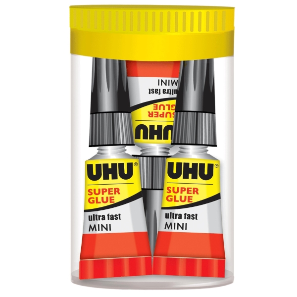 UHU Super Glue Mini Sekundenkleber, 3 x 1 g