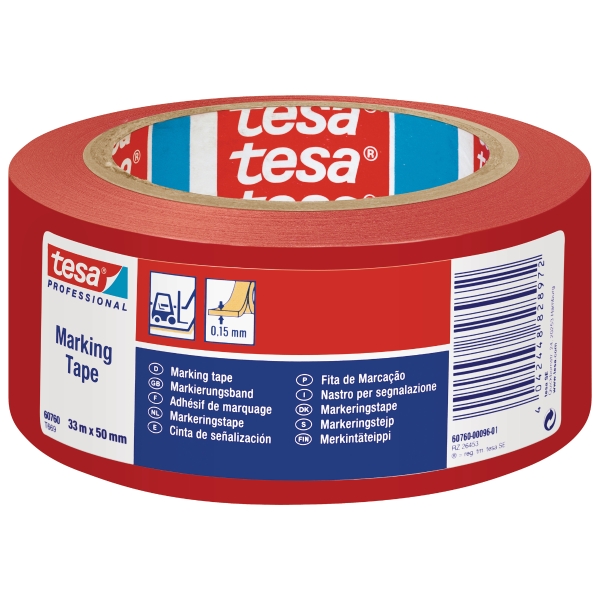 TESA 60760 FLOOR TAPE 50MMX33M RED/WH